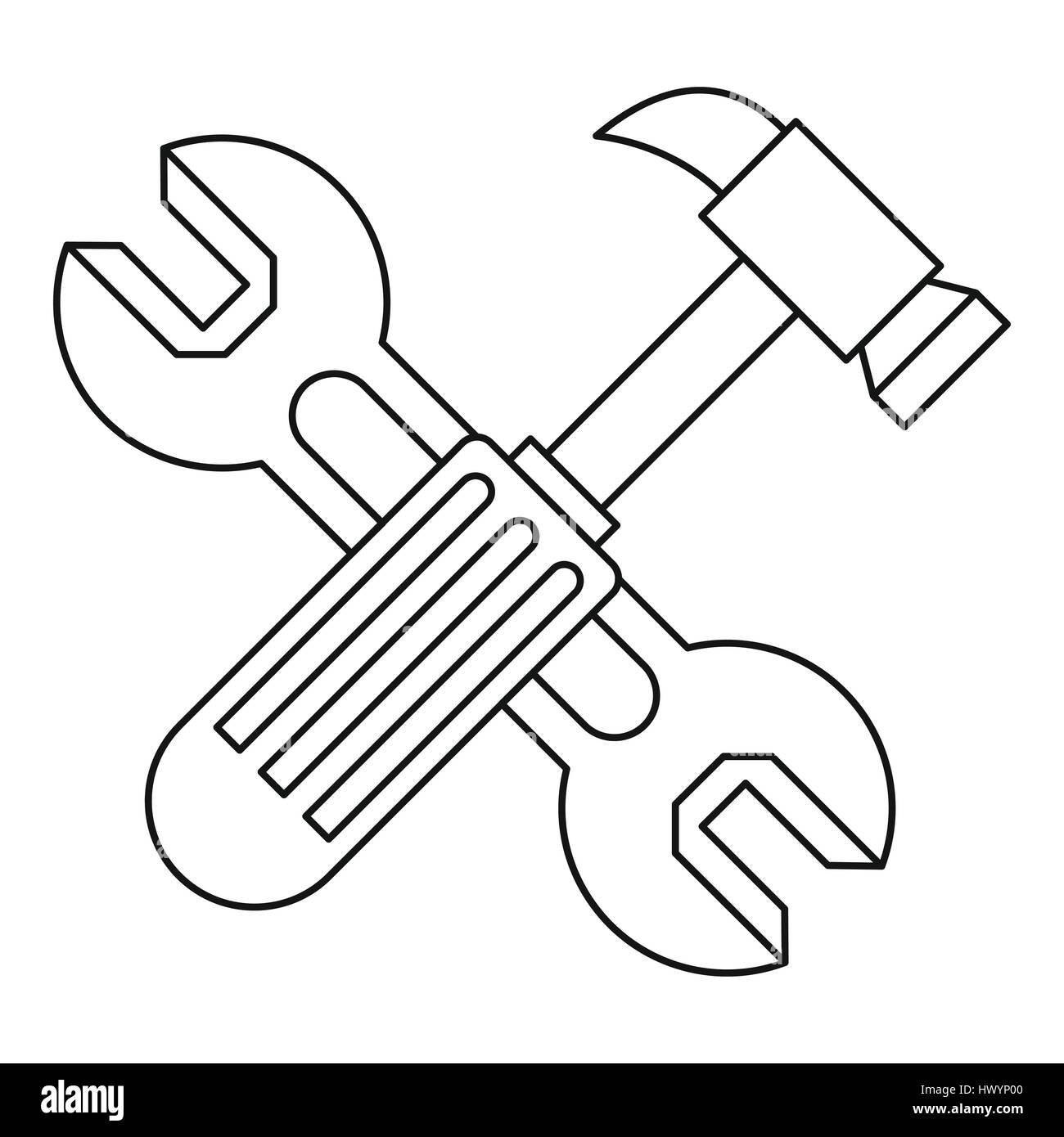 Hammer and wrench icon, outline style Stock Vector Image & Art Alamy