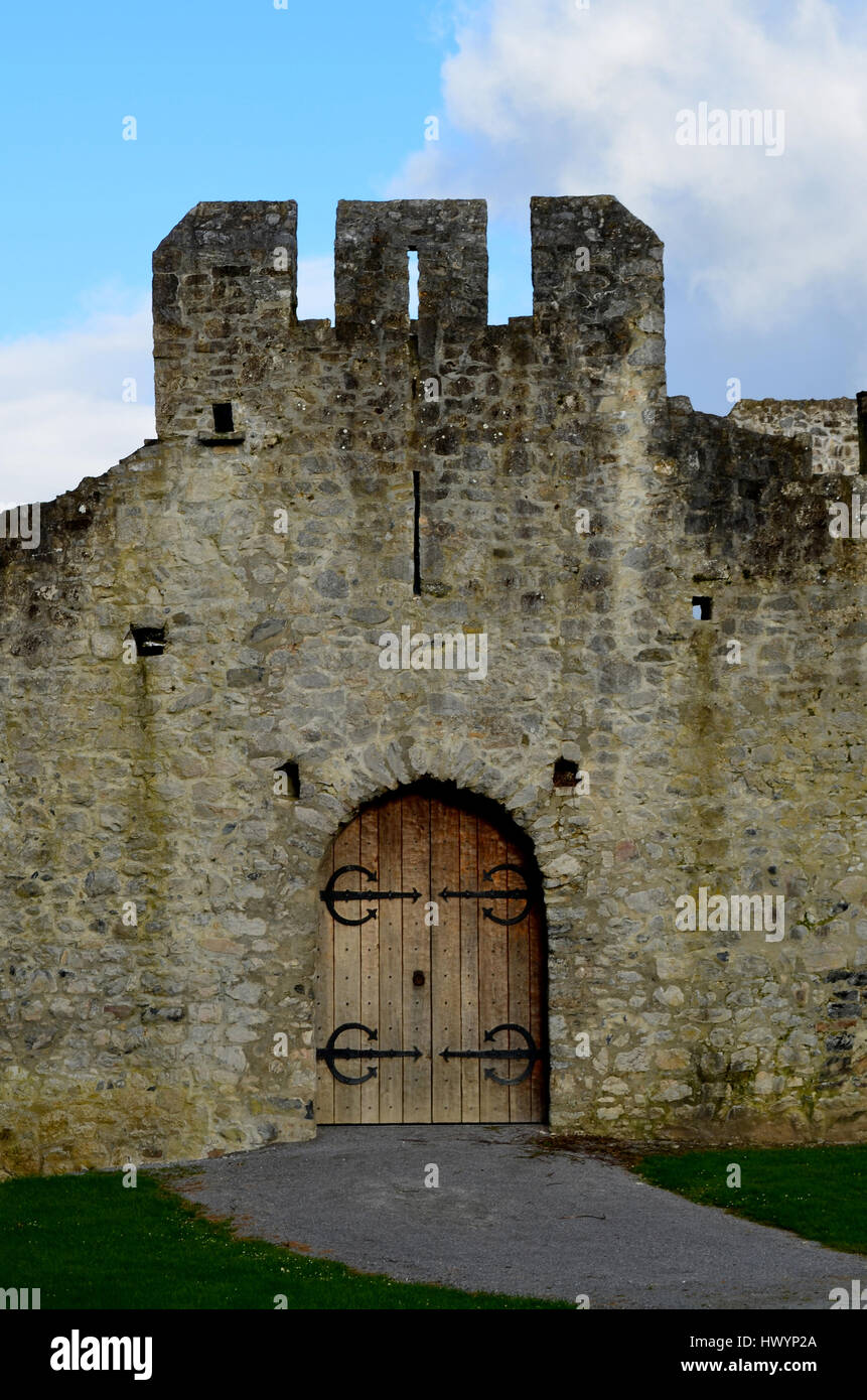 Wood front doors to Desmond Castle in Limerick Ireland Stock Photo Alamy