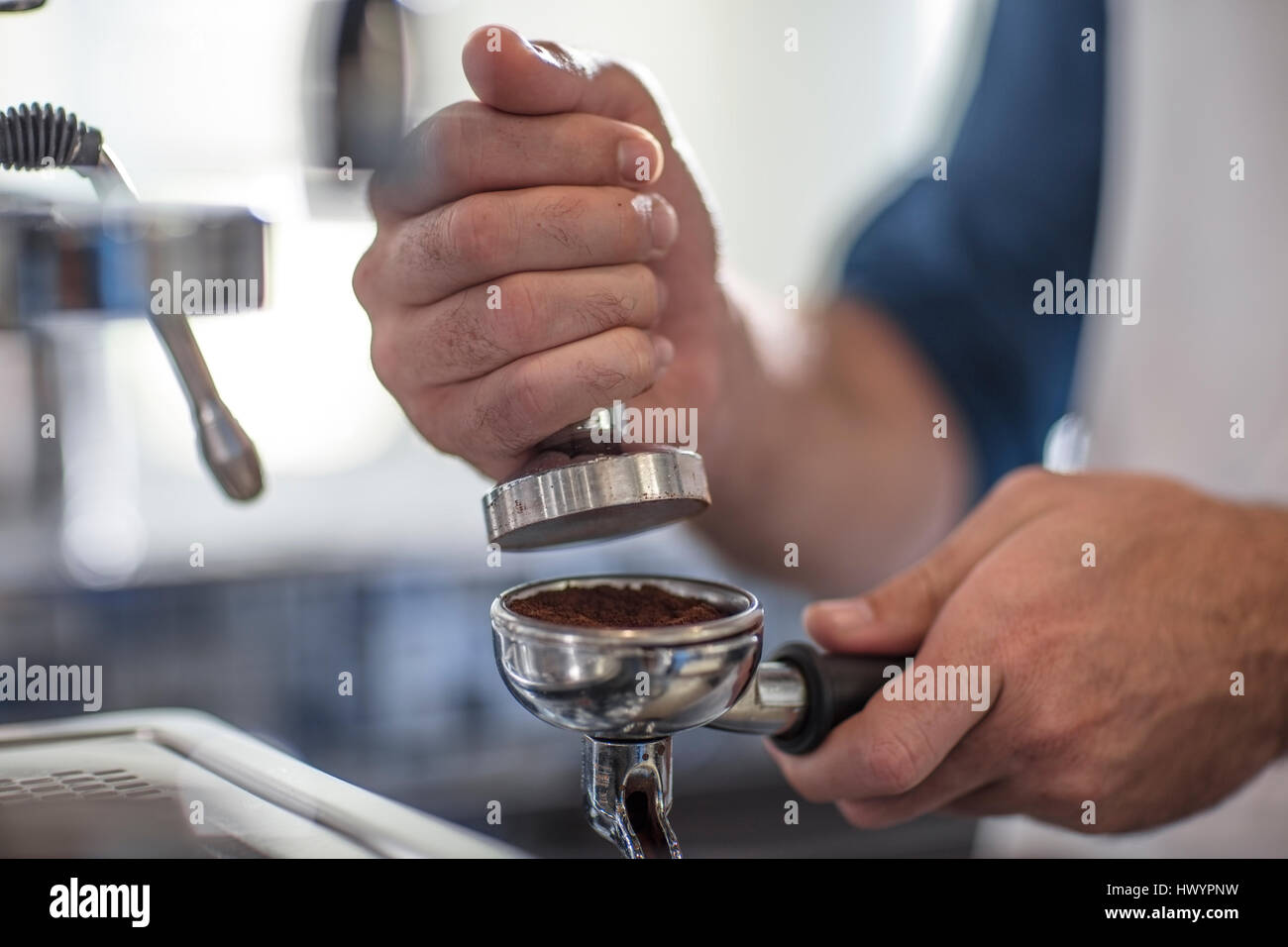 Barista preparing coffee Stock Photo