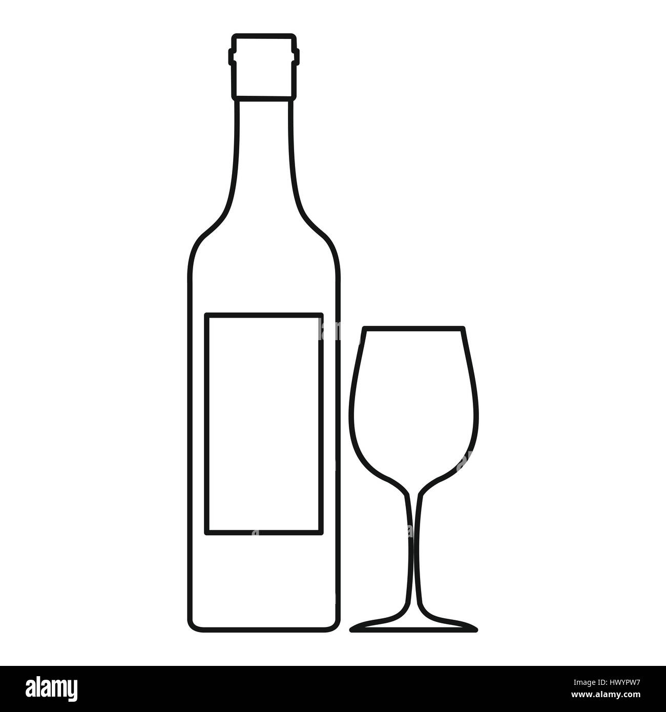 Bottle of wine icon, outline style Stock Vector Image & Art - Alamy