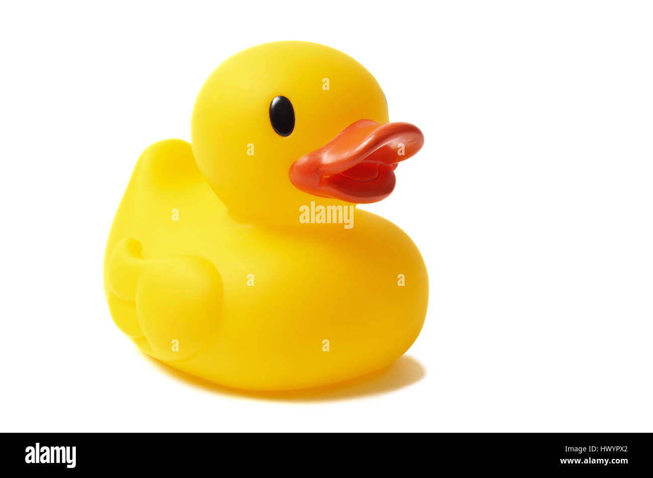 Yellow rubber duck isolated on white background Stock Photo - Alamy