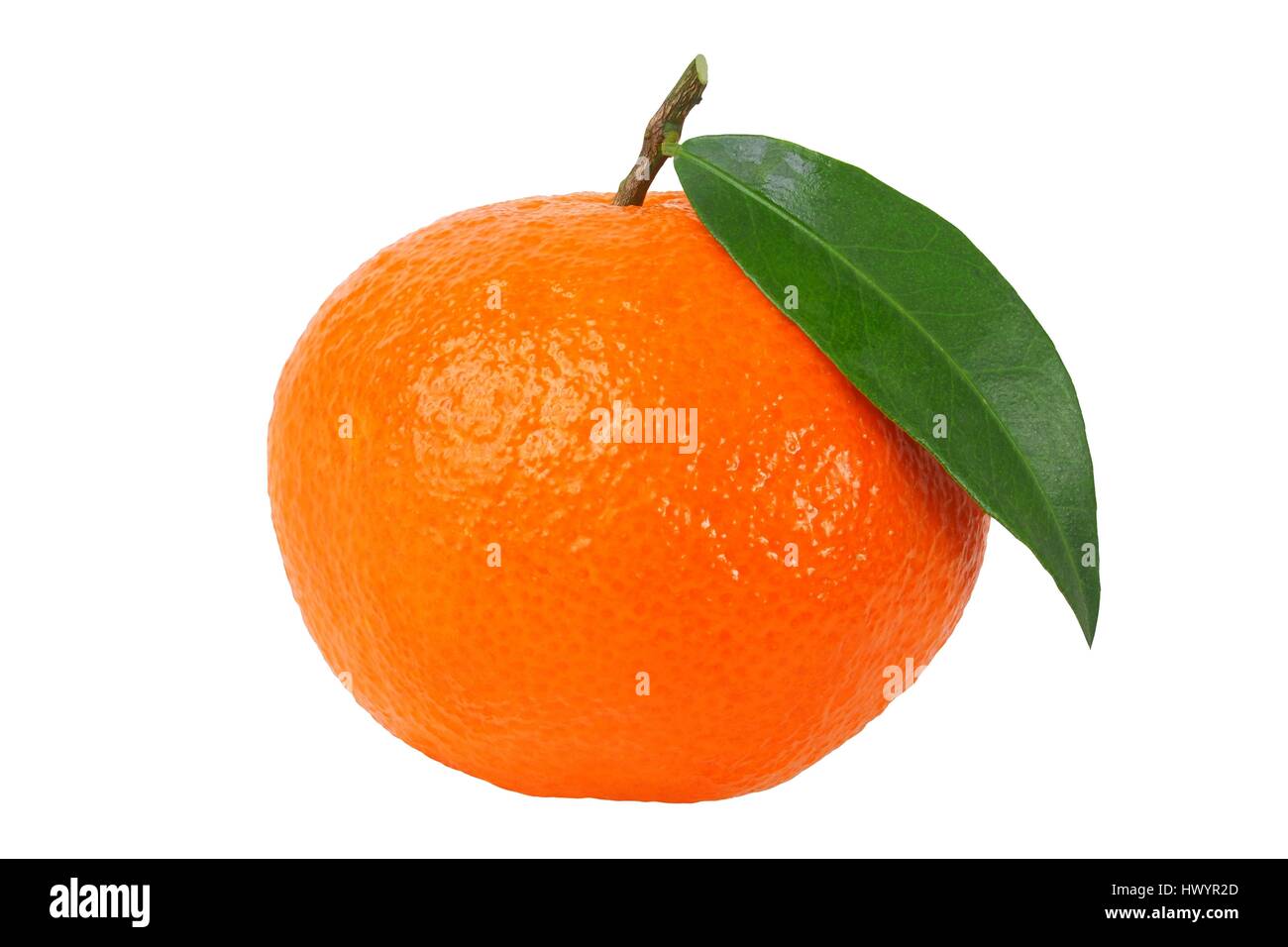 Mandarin orange with leaf isolated on white Stock Photo Alamy