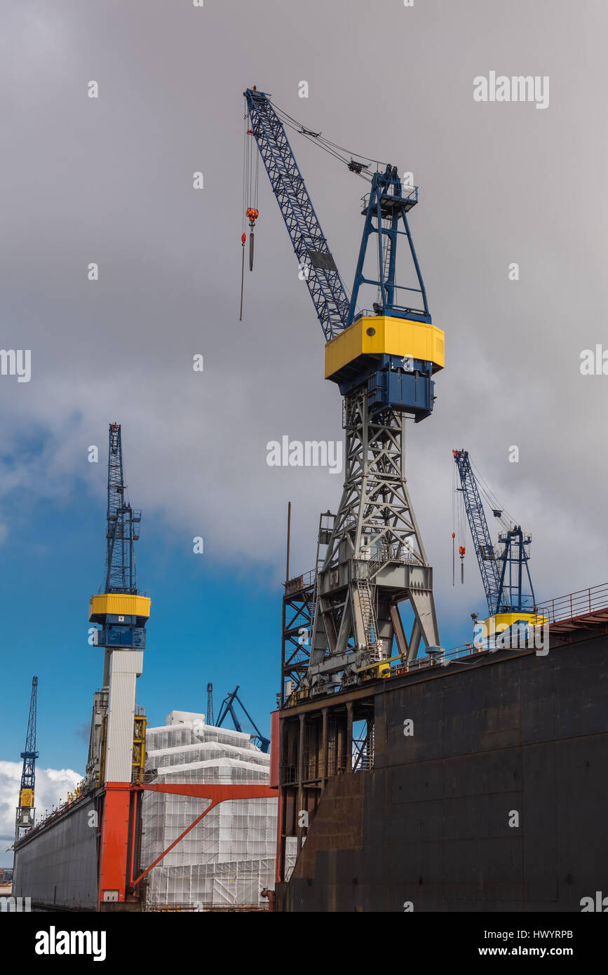 Hamburger Hafen,harbour,port,,sailing,ship,container, kran,crane,container ship,container,ship,dock 11,blohm+voss, Stock Photo