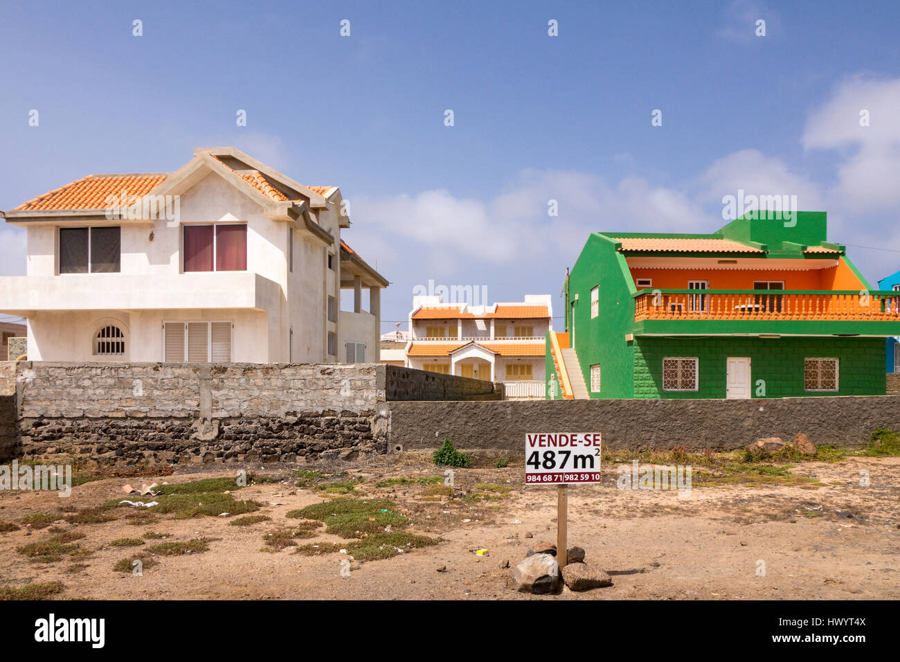 Building plot for sale, Baia das Gatas, Sao Vicente, Cape Verde Islands Stock Photo