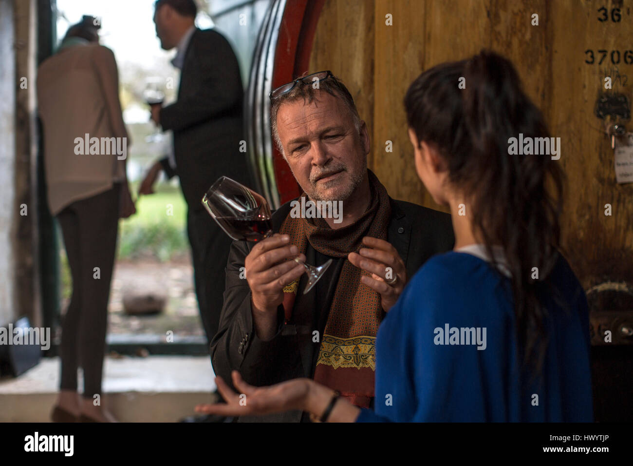 People at a wine tasting at wine estate Stock Photo - Alamy