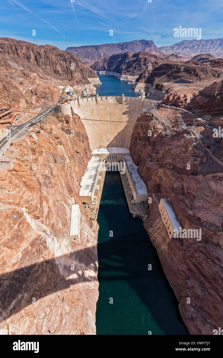 Usa Nevada Arizona Lake Mead Colorado River Hoover Dam As Seen