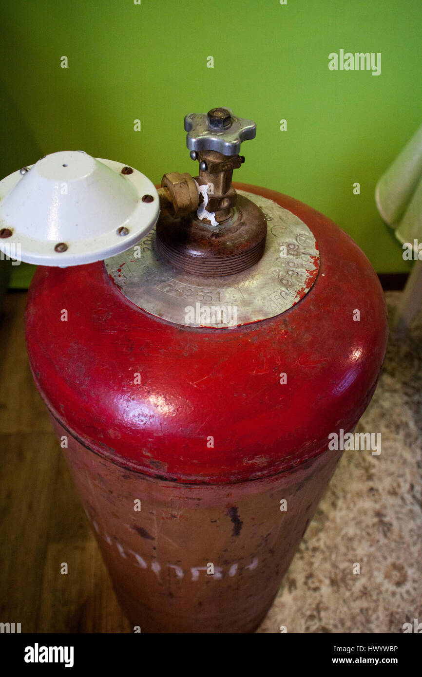 Gas cylinder with propane gas in the house cooking gas for cooking and