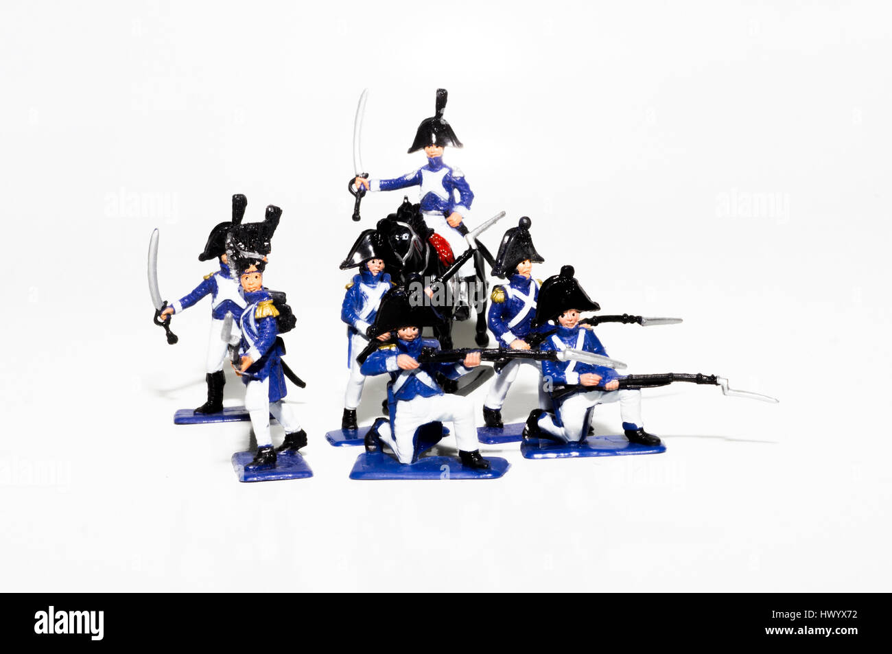 Napoleonic toy soldiers pose Stock Photo