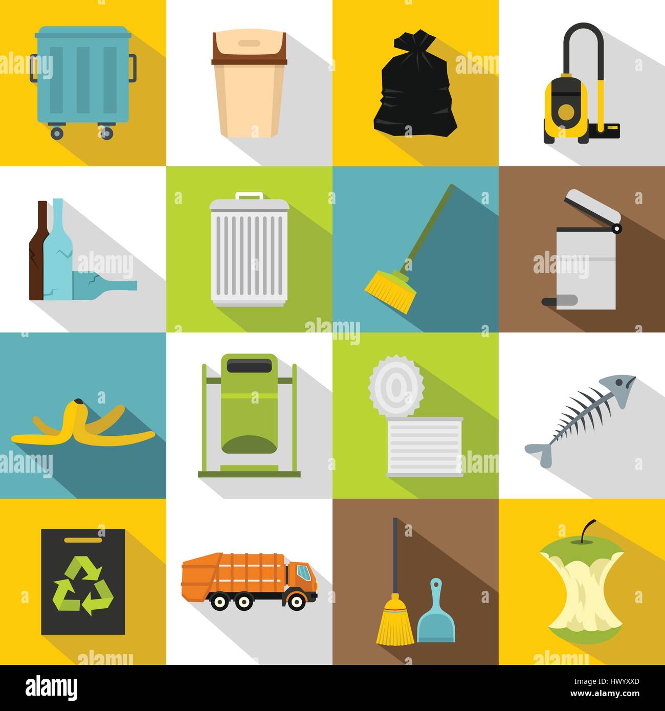 Garbage thing icons set, flat style Stock Vector Image & Art - Alamy