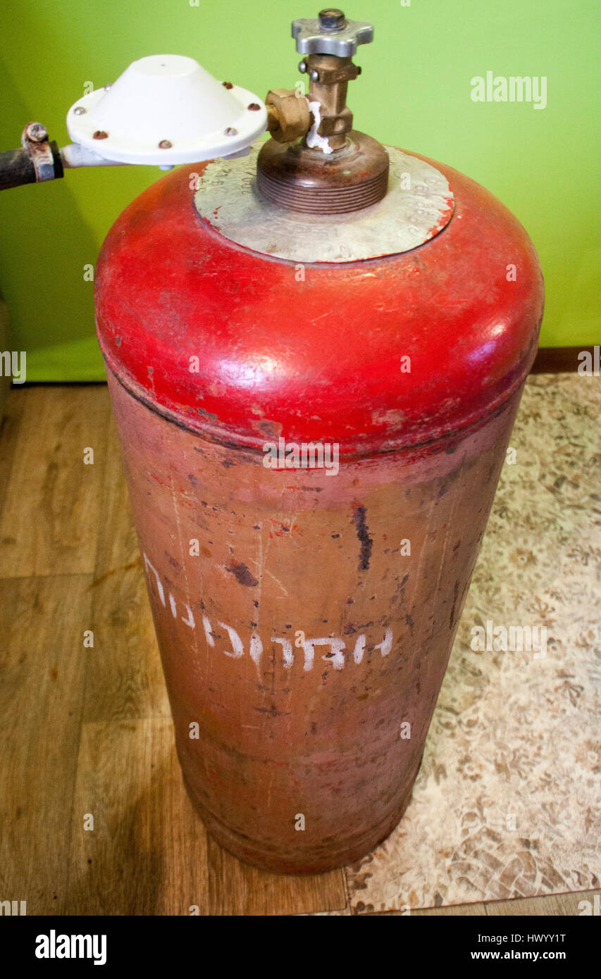 Gas cylinder with propane gas in the house cooking gas for cooking and