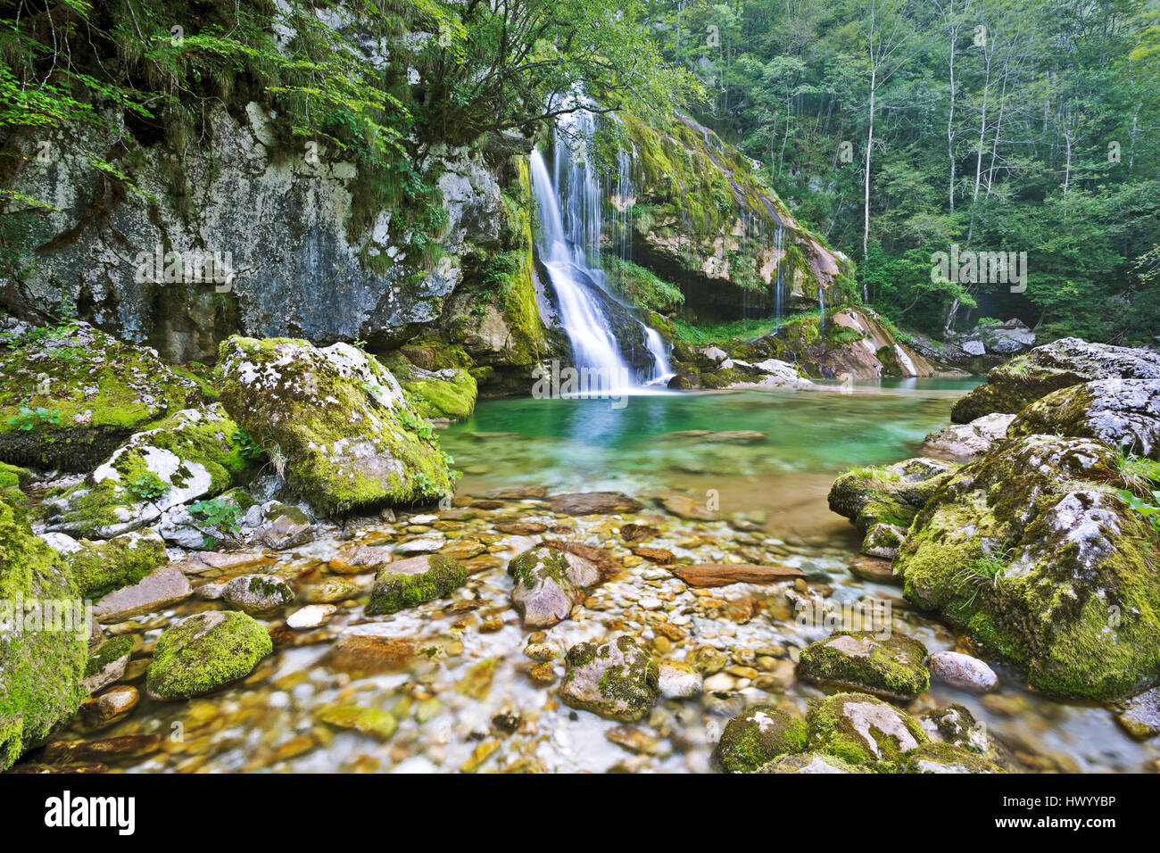 Slovenia, Primorska, Bovec, Boka Falls Stock Photo