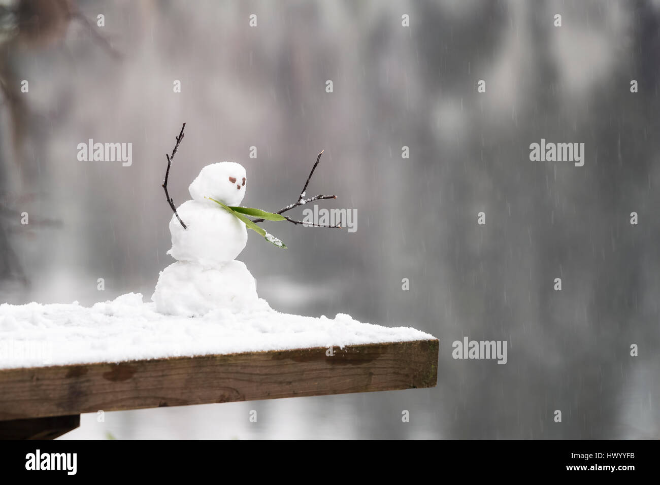 Miniature snowman Stock Photo