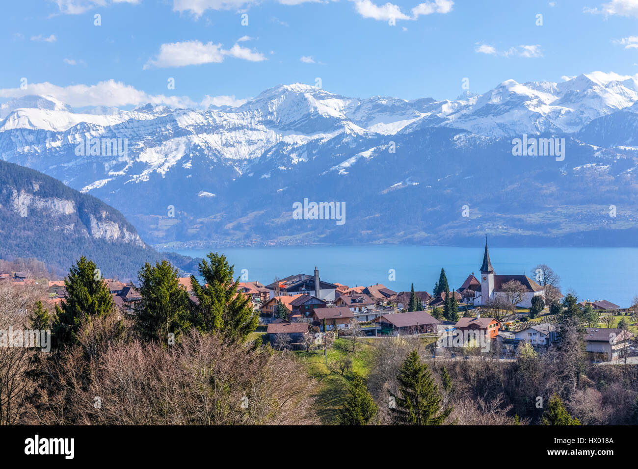 Lake Thun, Sigriswil, Berne, Switzerland, Europe Stock Photo