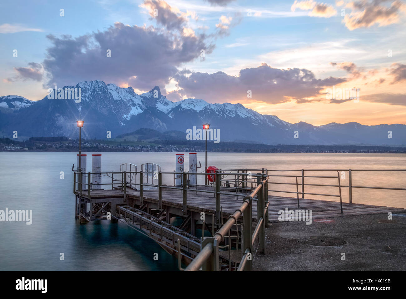 Schloss Oberhofen, Thunersee, Berner Oberland, Bern, Switzerland, Europe Stock Photo