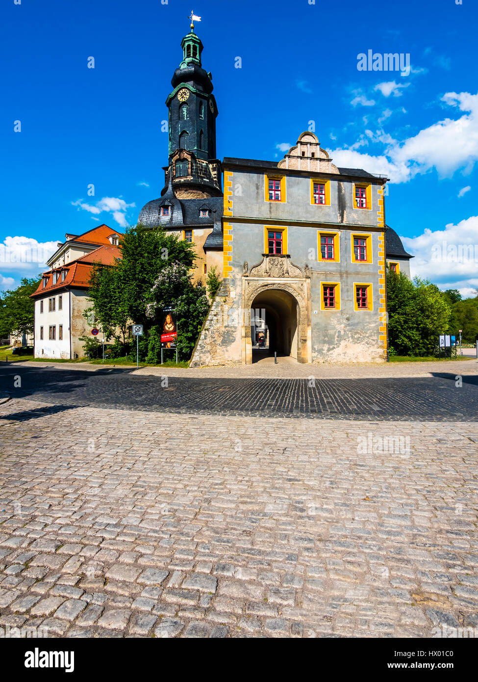 Germany, Weimar, Gruener Markt with city castle Stock Photo