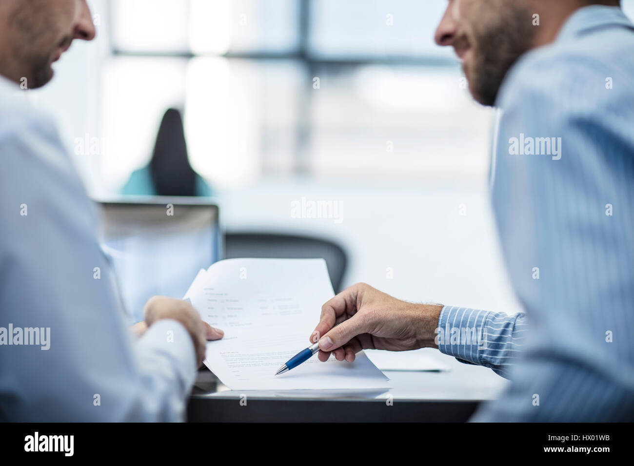 Businessman in counselling interview with customer Stock Photo