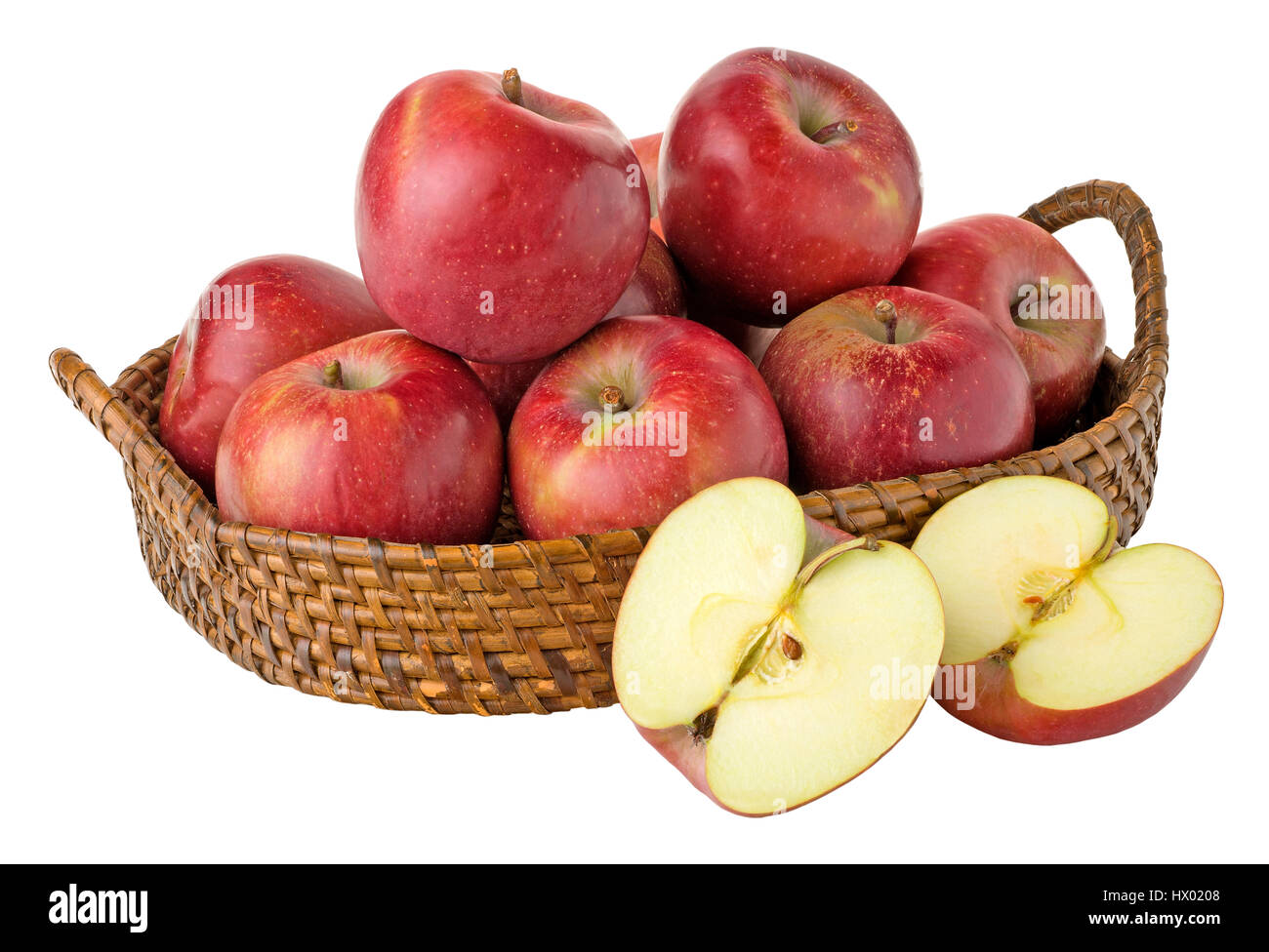 Red Delicious Apples in a basket(+clipping path0 Stock Photo