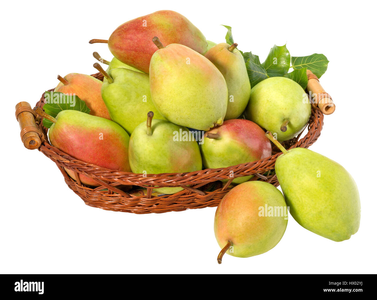 Pears in basket(+clipping path) Stock Photo