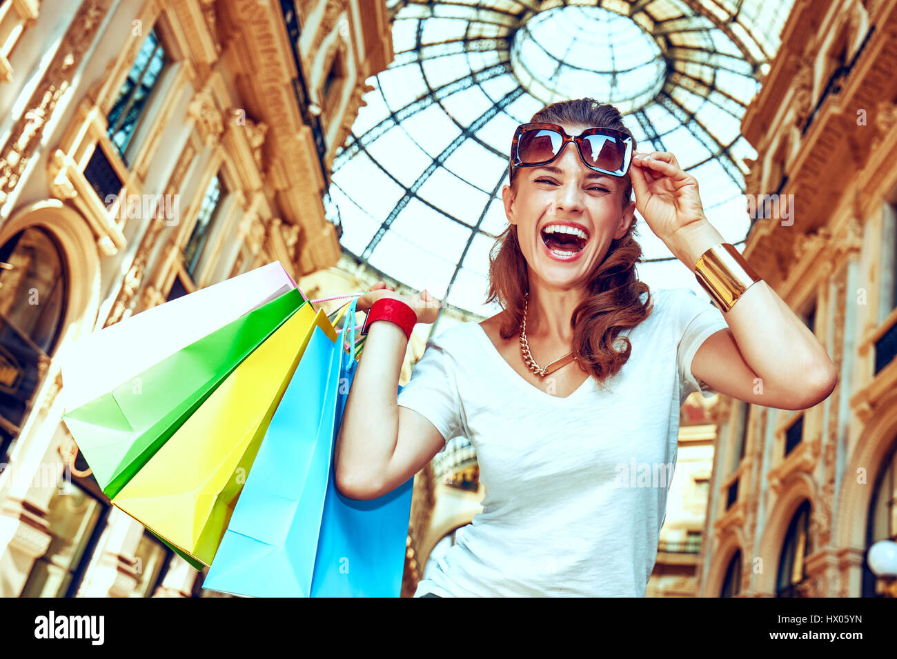 Discover most unexpected trends in Milan. Portrait of smiling fashion