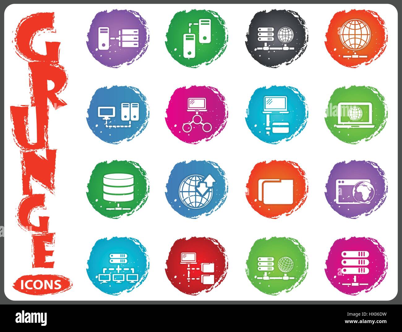 network icon set for web sites and user interface in grunge style Stock ...