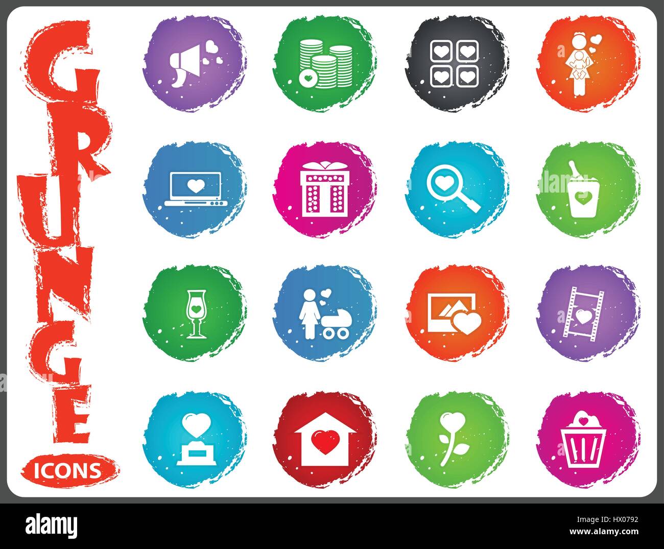 Valentines Day symbol icons for user interface design Stock Vector ...