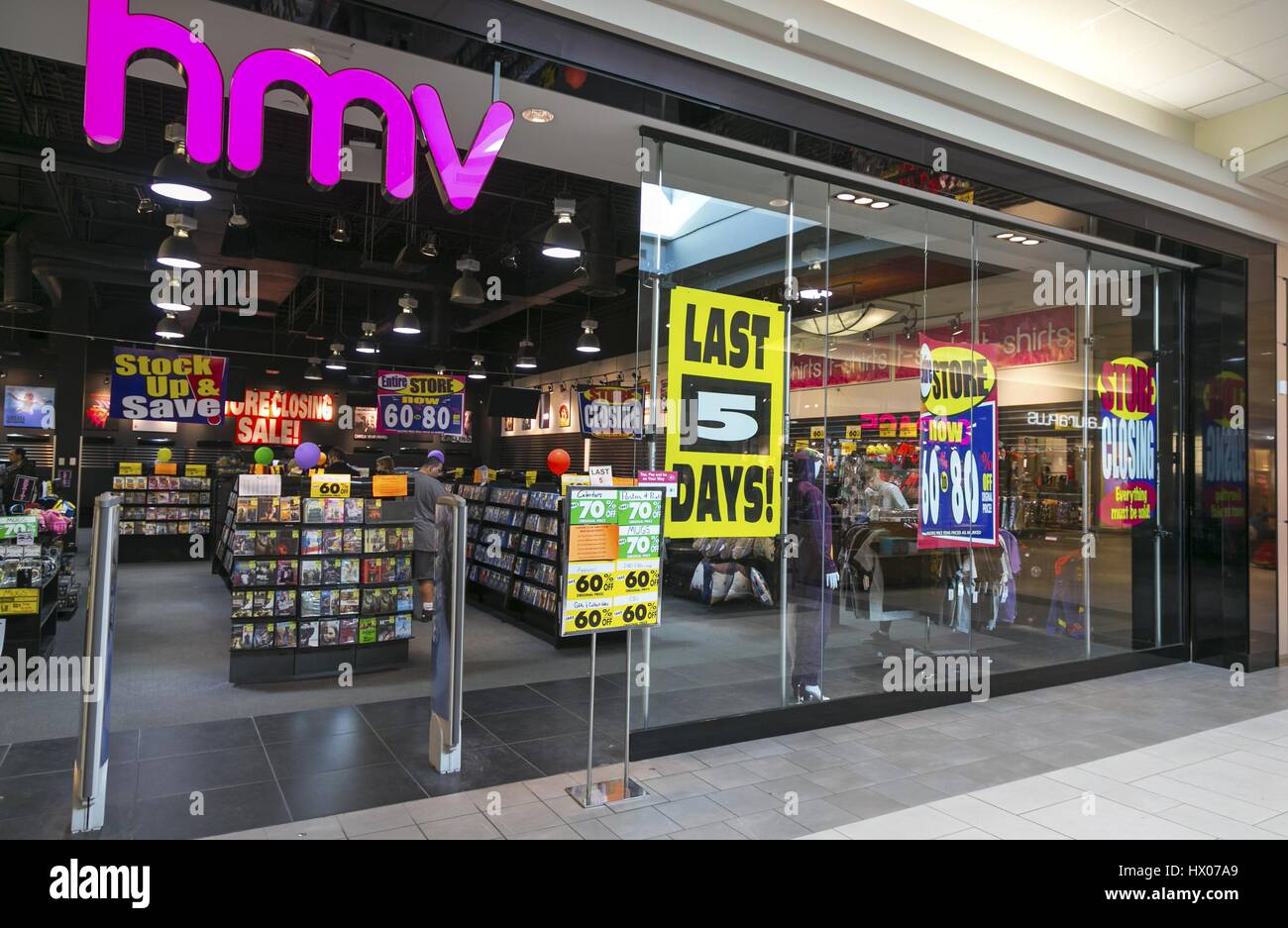 HMV Canada Calgary Market Mall nationwide store closure Stock Photo Alamy
