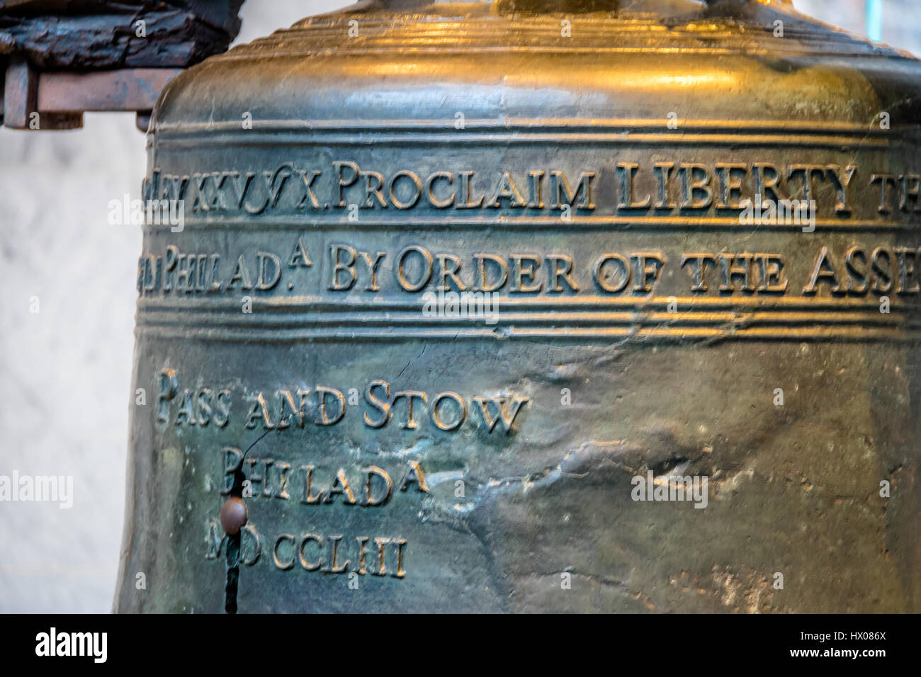 Liberty Bell Detail - Philadelphia, Pennsylvania, USA Stock Photo