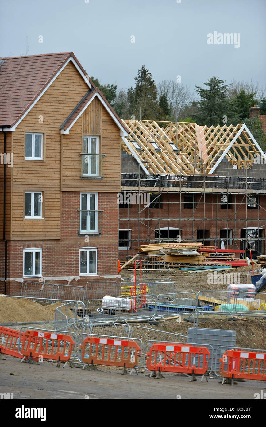 New homes being built on a brownfield site, home to the former Merrydown cider factory. Stock Photo