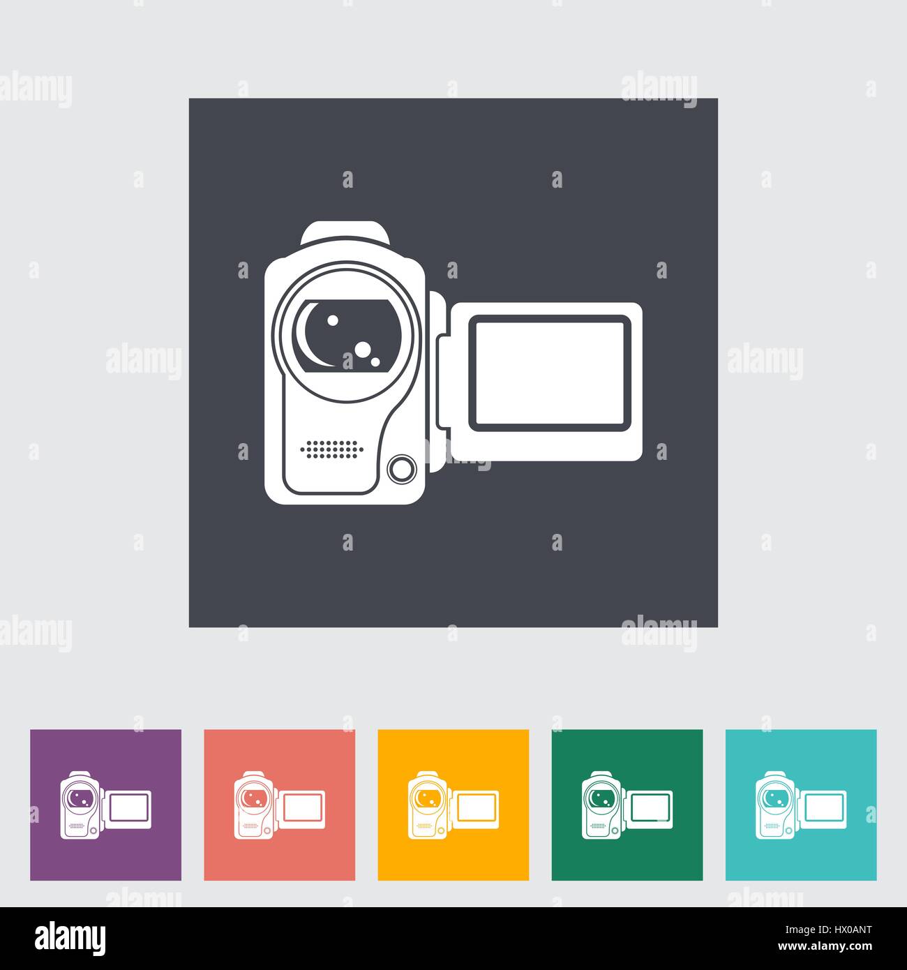 Video camera single flat icon. Vector illustration. Stock Vector