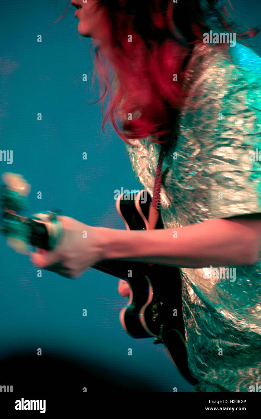 Female indie rock guitar player Stock Photo
