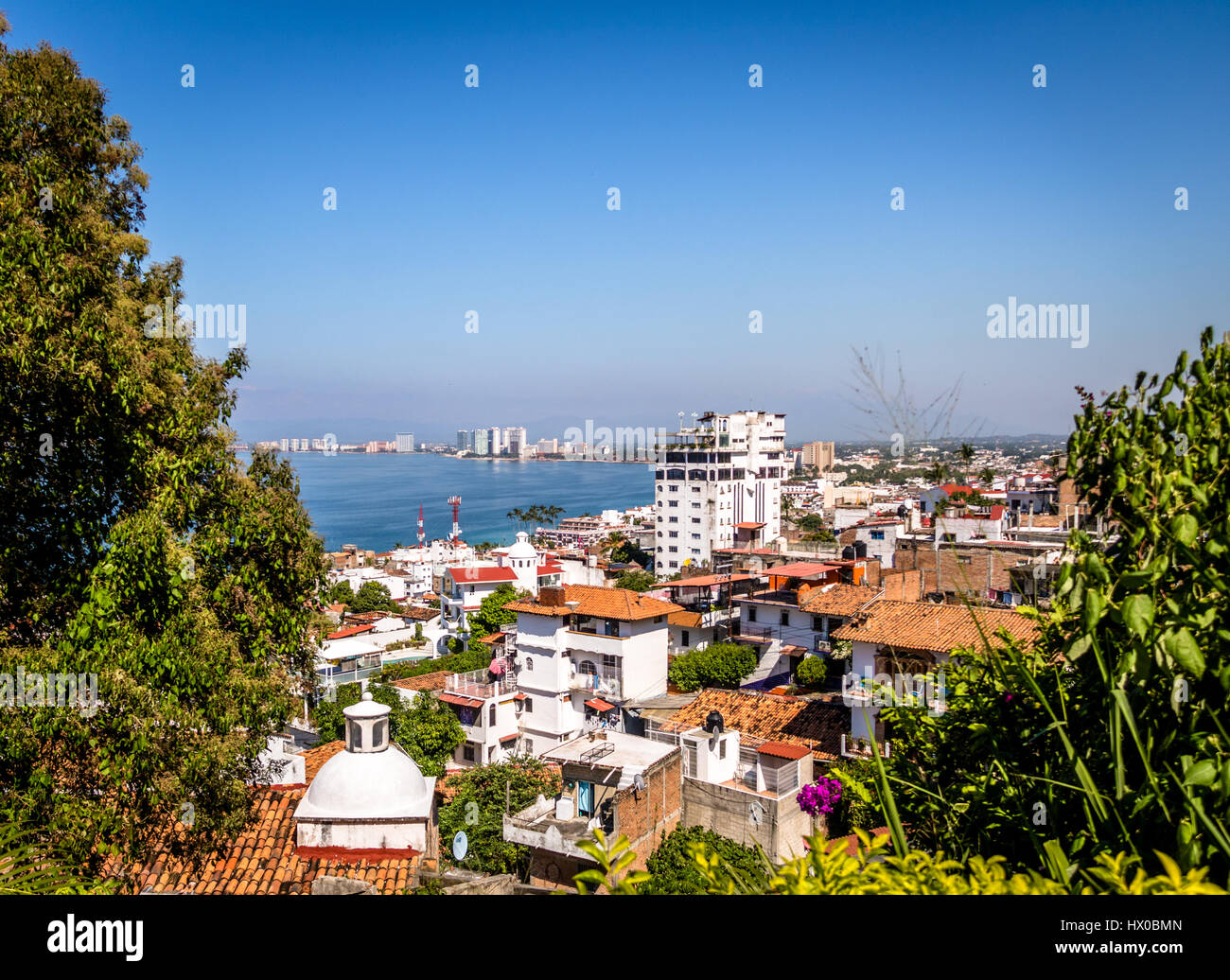 Aerial view of Puerto Vallarta sea and downtown - Puerto Vallarta, Jalisco, Mexico Stock Photo