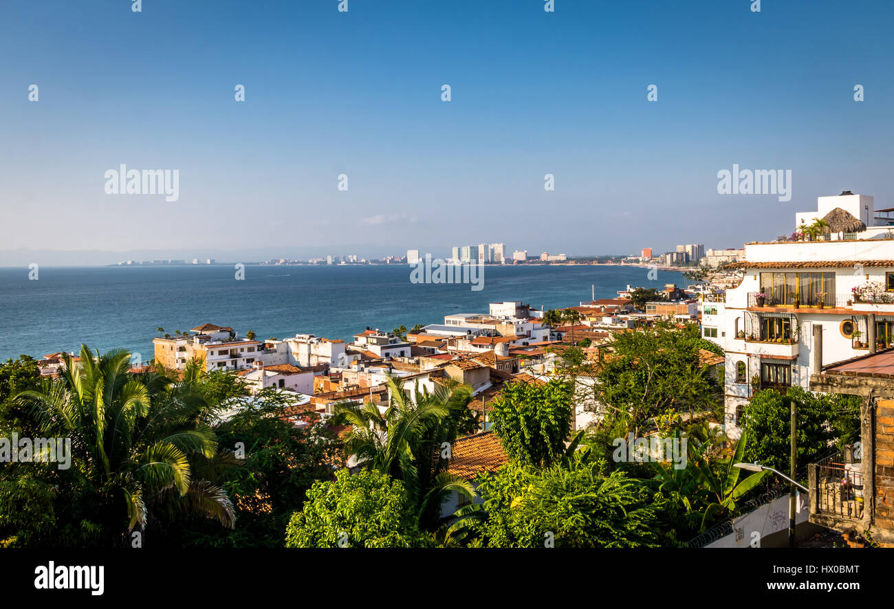 Aerial view of Puerto Vallarta sea and downtown - Puerto Vallarta, Jalisco, Mexico Stock Photo