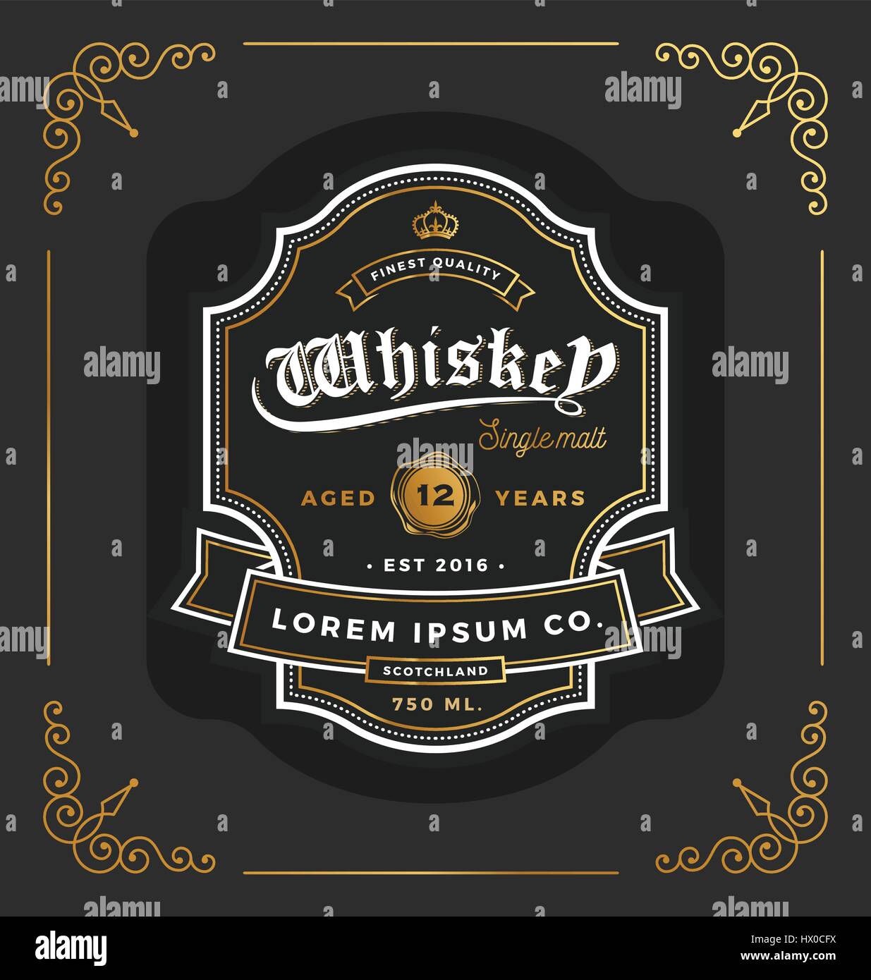 Vintage frame label design. Suitable for Whiskey and Wine label ...
