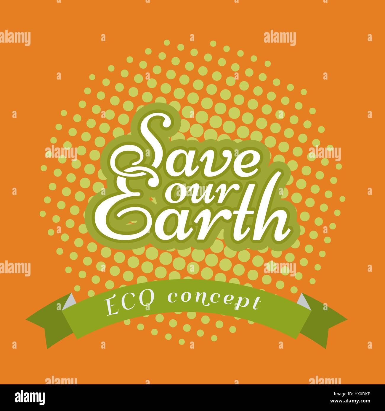 Earth day calligraphy with halftone background and ribbon. Vector Flat ...