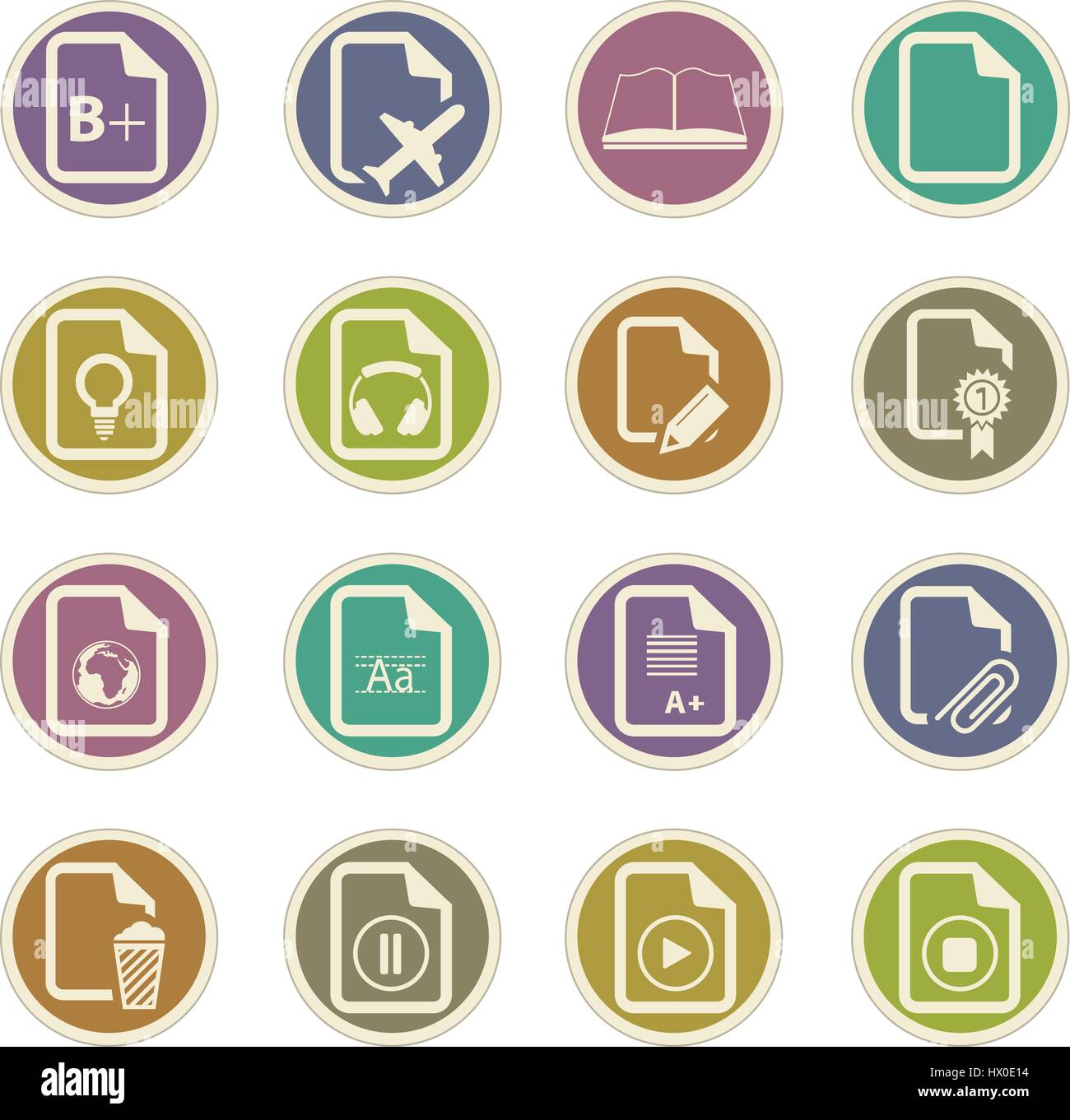 Documents icon set for web sites and user interface Stock Vector Image ...