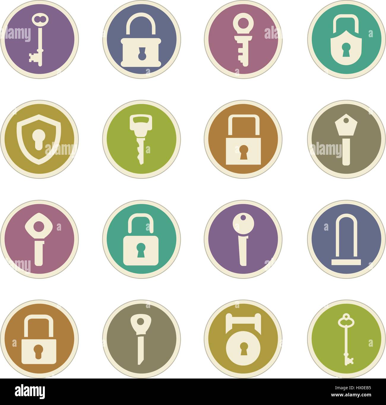 Lock and Key icon set for web sites and user interface Stock Vector ...