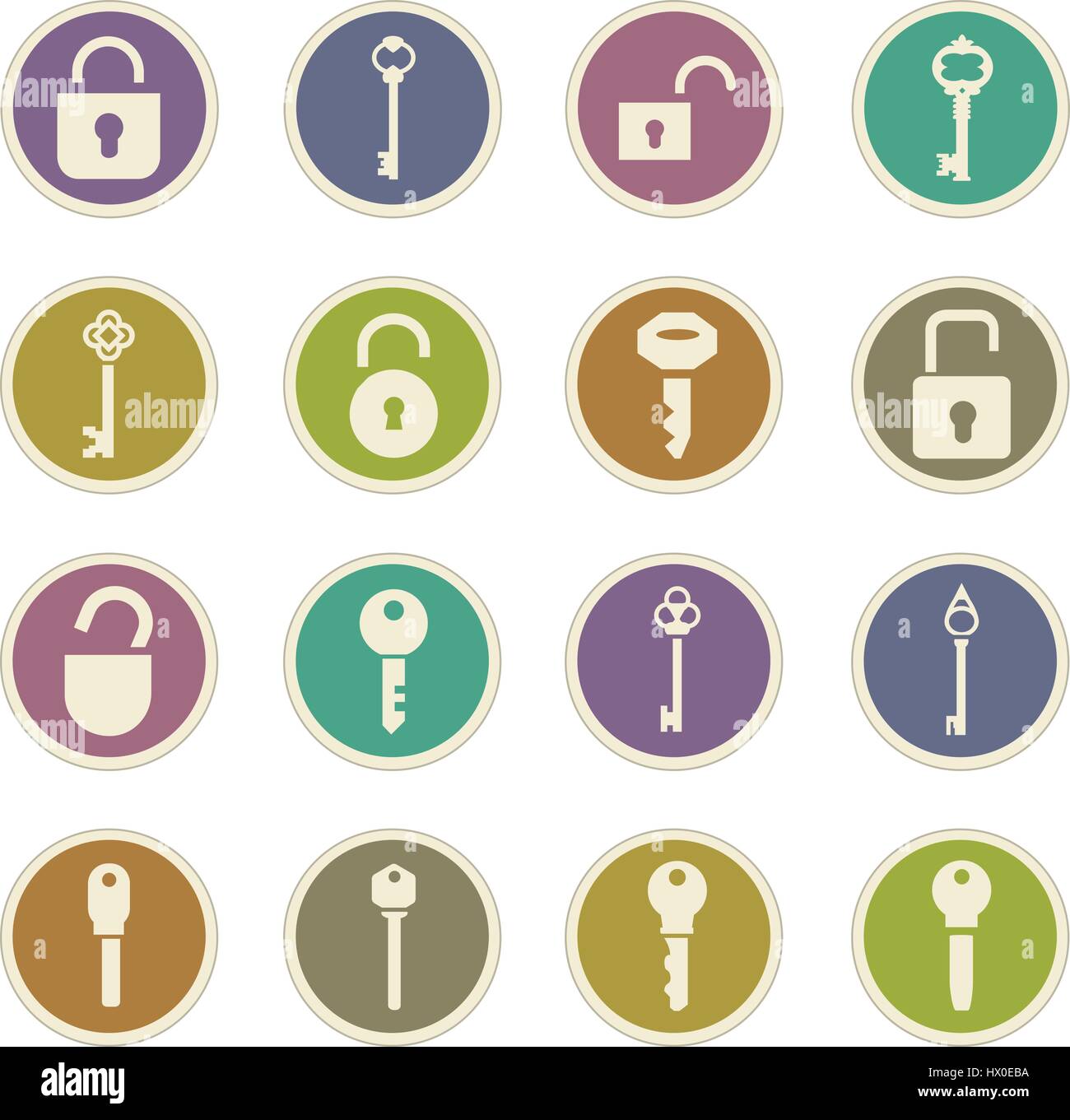 Lock and Key icon set for web sites and user interface Stock Vector ...