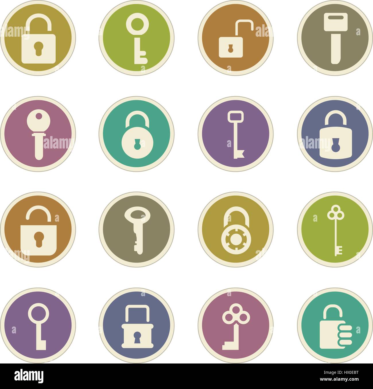 Lock and Key icon set for web sites and user interface Stock Vector ...