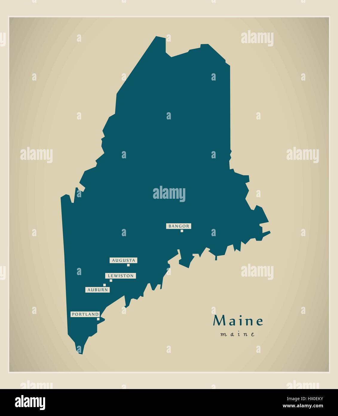 Modern Map Maine USA Stock Vector Image Art Alamy Modern Map Maine Usa HX0EKY