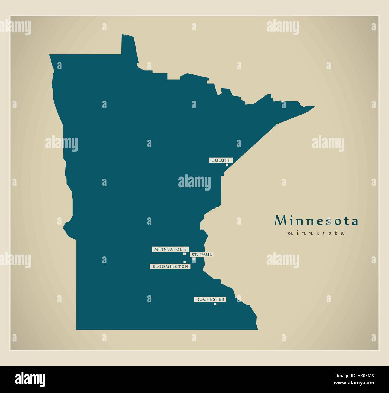 Minnesota maps hi res stock photography - Modern Map Minnesota Usa HX0EM8