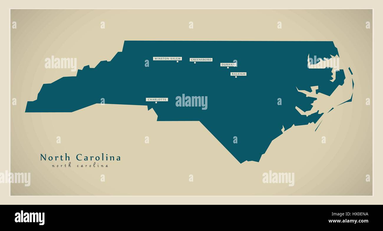 Modern Map - North Carolina USA Stock Vector