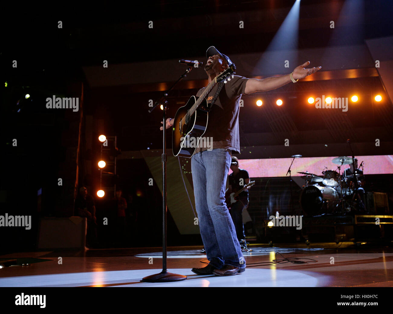 Darius Rucker performs during rehearsals for the 45th Academy of Country Music Awards at the MGM Grand Garden Arena in Las Vegas, Nevada on April 17, 2010. Photo by Francis Specker Stock Photo