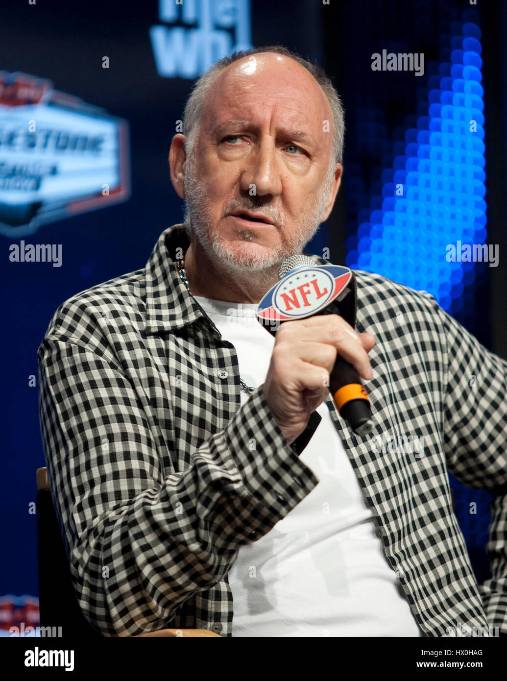 Pete Townshend of the Who at a Super Bowl Press Conference for the Half-time show on February 4,  2010 in Fort Lauderdale, Florida. Photo by Francis Specker Stock Photo