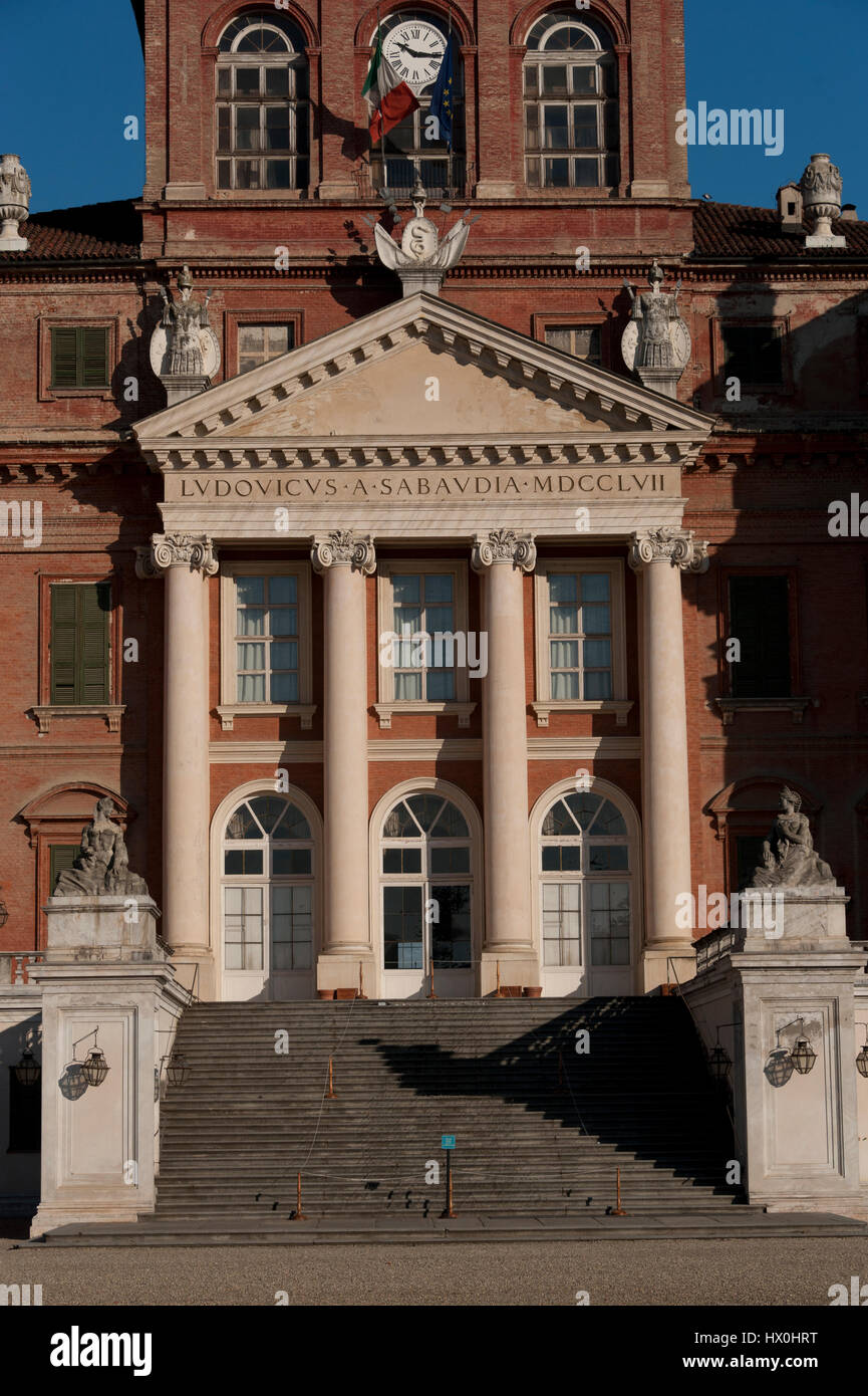 the facade of the royal castle of racconigi in piedmont, site of the