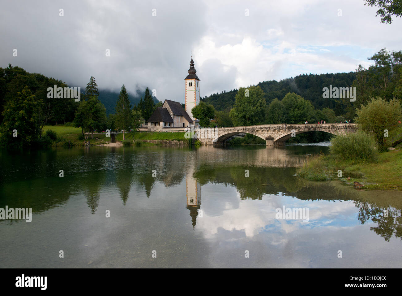 The church dedicated to John the Baptist in Ribcev Laz on the Bohinj ...