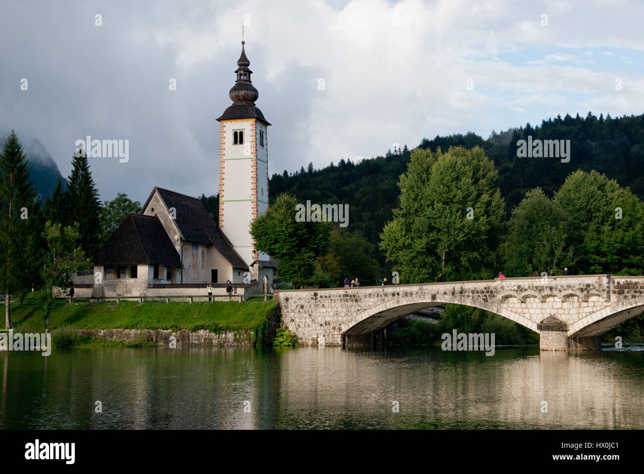 The church dedicated to John the Baptist in Ribcev Laz on the Bohinj ...