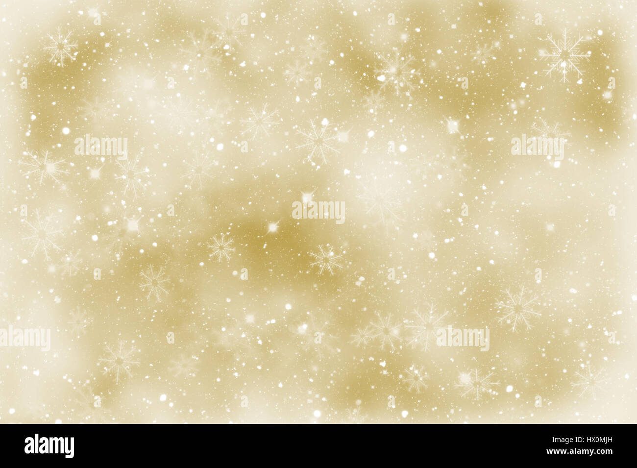 Golden Christmas sparkly background with snowflakes Stock Photo