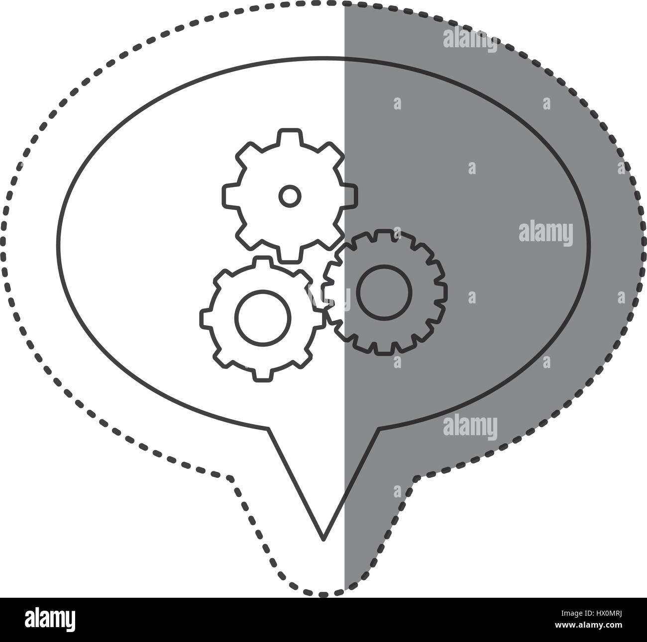 sticker of monochrome contour of oval speech with pinions set Stock ...