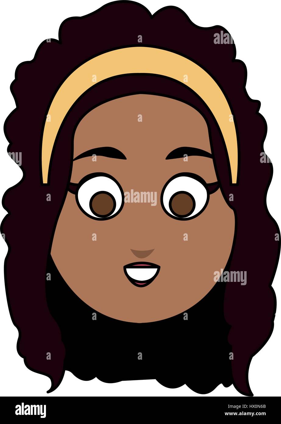 happy dark skin young pretty woman cartoon icon image vector ...