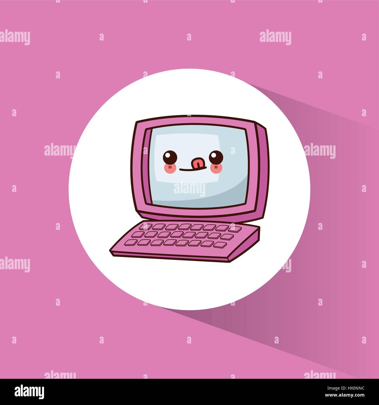 Computer kawaii cartoon happy cute Stock Vector Images - Alamy